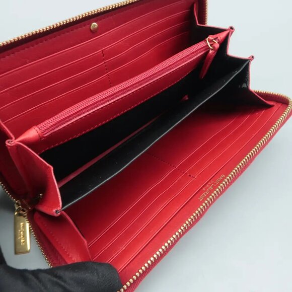 100% Authentic SAINT LAURENT Rive Gauche Red Leather Wallet - Picture 9 of 12